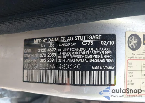 2010 Mercedes-Benz C 300 Luxury 4Matic/Sport 4Matic z USA, uszkodzony, nr VIN WDDGF8BB7AF480620